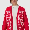 boohooMAN Boxy Oversized Skeleton Cardigan | Knitwear | Going Out Knitwear