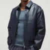 boohooMAN Boxy PU Collared Satin Sleeve Bomber in | Going Out Jackets | Going Out