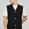 boohooMAN Boxy Ribbed Contrast Button Knitted Vest | Knitwear | Going Out Knitwear