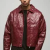 boohooMAN Boxy Textu Pu Harrington Jacket In | Going Out Jackets | Going Out