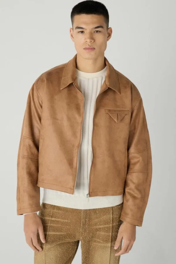 boohooMAN Boxy Washed Collared Harrington Jacket In | Man | Coats & Jackets