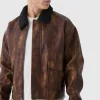 boohooMAN Boxy Washed PU Harrington Jacket With Borg Collar In | Man | Coats & Jackets