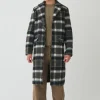 boohooMAN Brushed Check Overcoat In | Man | Coats & Jackets