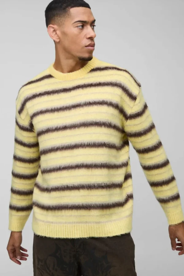 boohooMAN Brushed Crew Neck Knitted Jumper | Knitwear | Going Out Knitwear