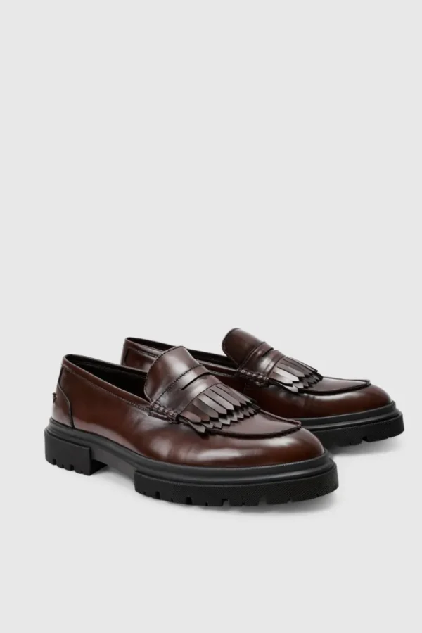 boohooMAN Brushed Pu Fringe Detail Loafer In | Footwear