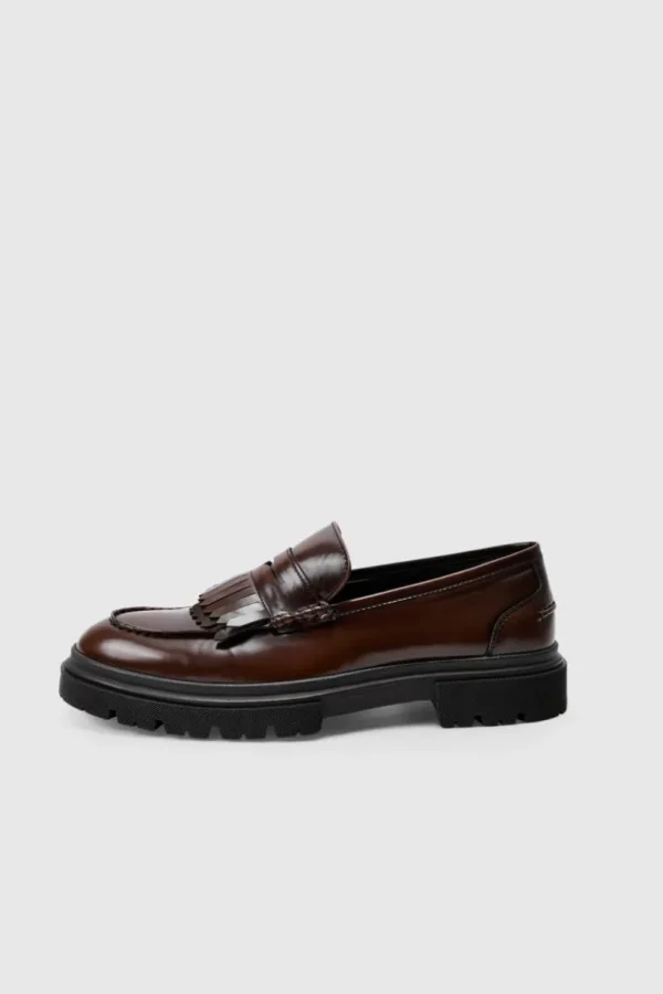 boohooMAN Brushed Pu Fringe Detail Loafer In | Footwear