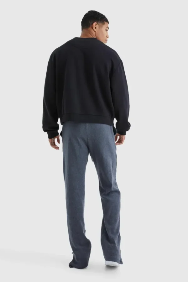 boohooMAN Brushed Rib Ottoman Relaxed Split Hem Jogger | Man | Trousers