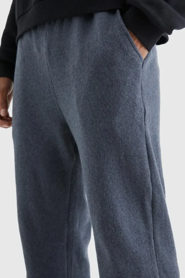 boohooMAN Brushed Rib Ottoman Relaxed Split Hem Jogger | Man | Trousers