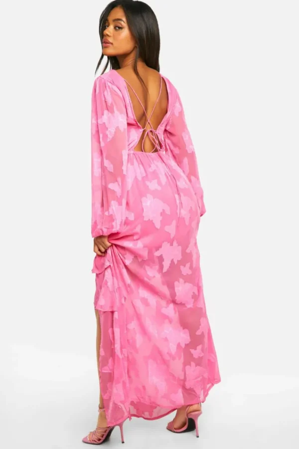 boohoo Burnout Floral Frill Detail Maxi Dress | Women Shirts | Foundation