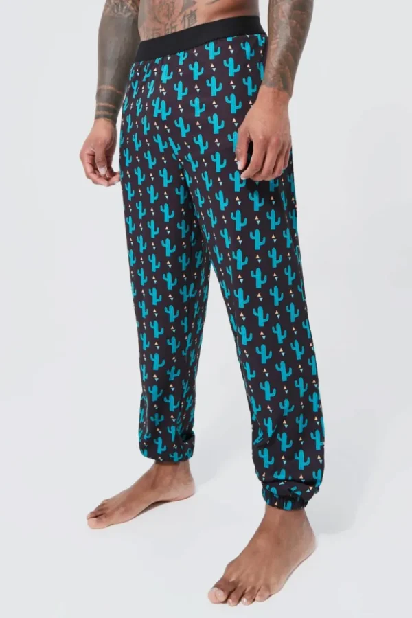 boohooMAN Cactus Print Lounge Joggers | Loungewear