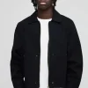 boohooMAN Carpenter Black Denim Harrington Jacket | Going Out Jackets | Going Out