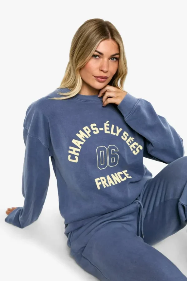 boohoo Champs Elysees 06 Overdyed Oversized Sweatshirt | Women Shirts | Foundation