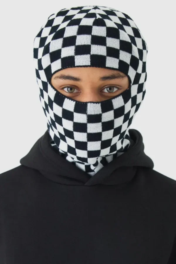 boohooMAN Checkered Face Covering | Hats & Caps