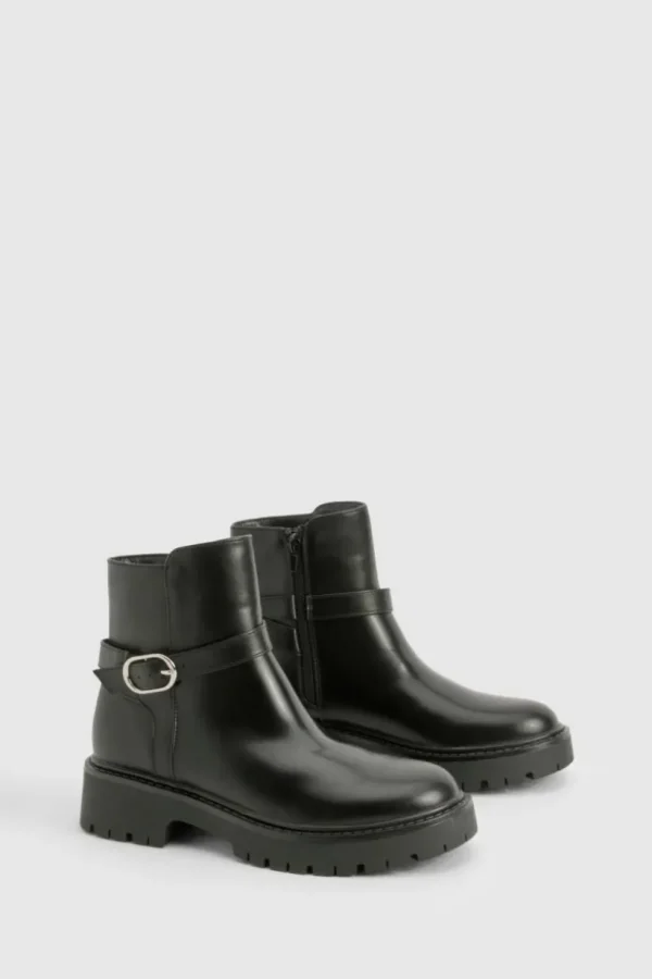 boohoo Chunky Buckle Detail Chelsea Boots | Women Shirts | Foundation