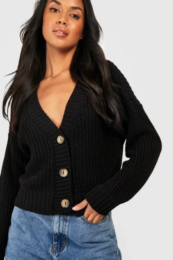 boohoo Chunky Knit Cropped Cardigan | Women Shirts | Foundation