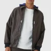 boohooMAN Collared Pu Bomber Jacket With Detachable Hood In | Coats & Jackets