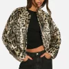 boohoo Collarless Leopard Faux Fur Jacket | Women Shirts | Foundation