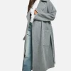 boohoo Contrast Stitch Belted Wool Look Coat | Women Shirts | Foundation