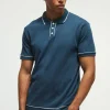 boohooMAN Contrast Tipped Interlock Polo | Going Out Polo Shirts