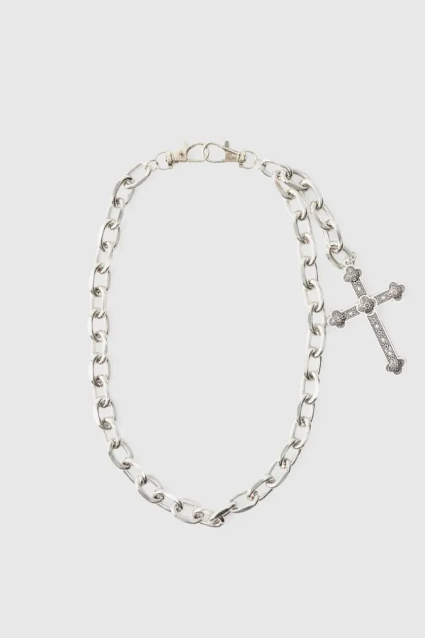 boohooMAN Cross Skull Jean Chain In | Belts