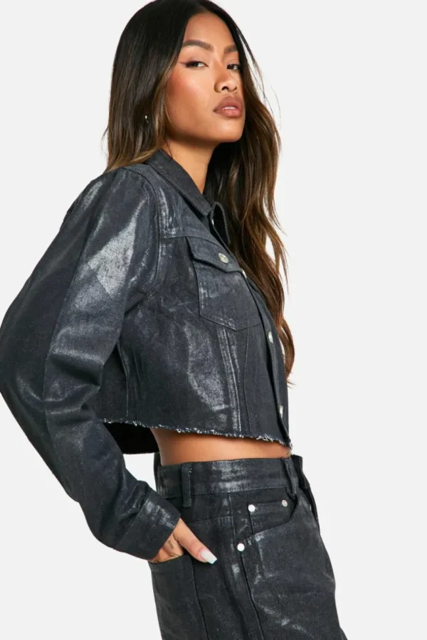 boohoo Coated Denim Shirt & Mini Skirt Co-Ord | Women Shirts | Foundation