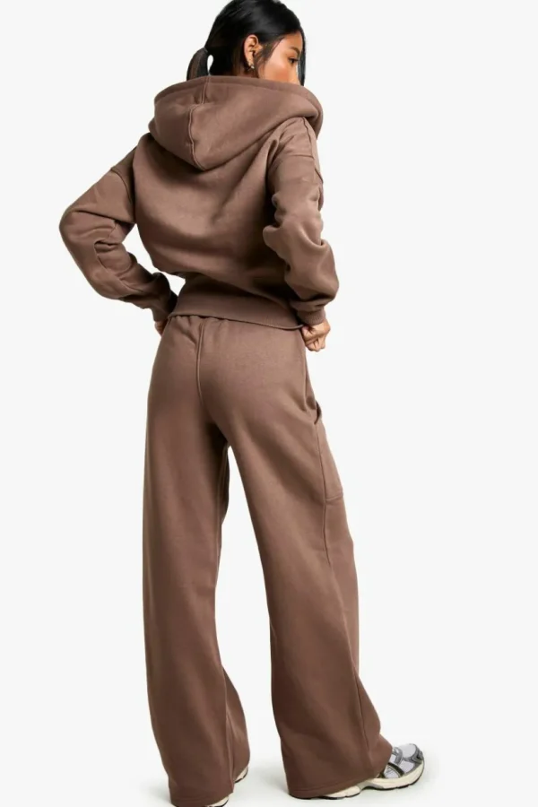 boohoo Deep Hem Hoodie And Straight Leg Jogger Tracksuit | Women Shirts | Foundation