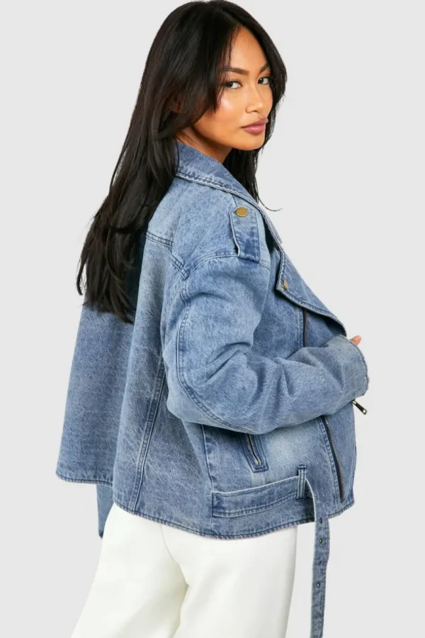 boohoo Denim Biker Jacket | Women Shirts | Foundation