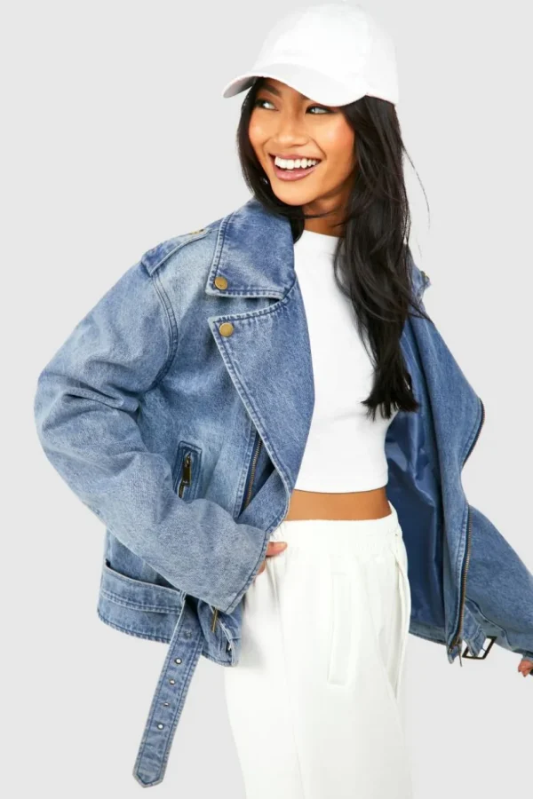 boohoo Denim Biker Jacket | Women Shirts | Foundation