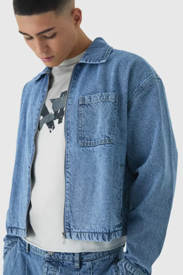 boohooMAN Denim Harrington Jacket | Man | Coats & Jackets