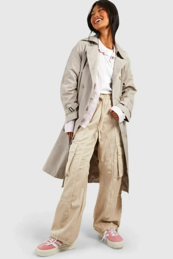 boohoo Double Breast Belted Trench Coat | Women Shirts | Foundation