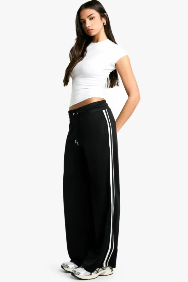 boohoo Double Striped Tricot Straight Leg Jogger | Women Shirts | Foundation