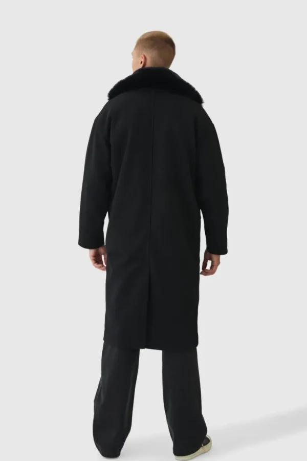 boohooMAN Drop Shoulder Overcoat With Removeable Faux Fur Trim In | Man | Coats & Jackets