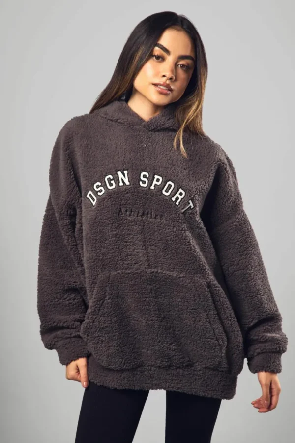 boohoo Dsgn Sport Applique Borg Hoodie | Women Shirts | Foundation