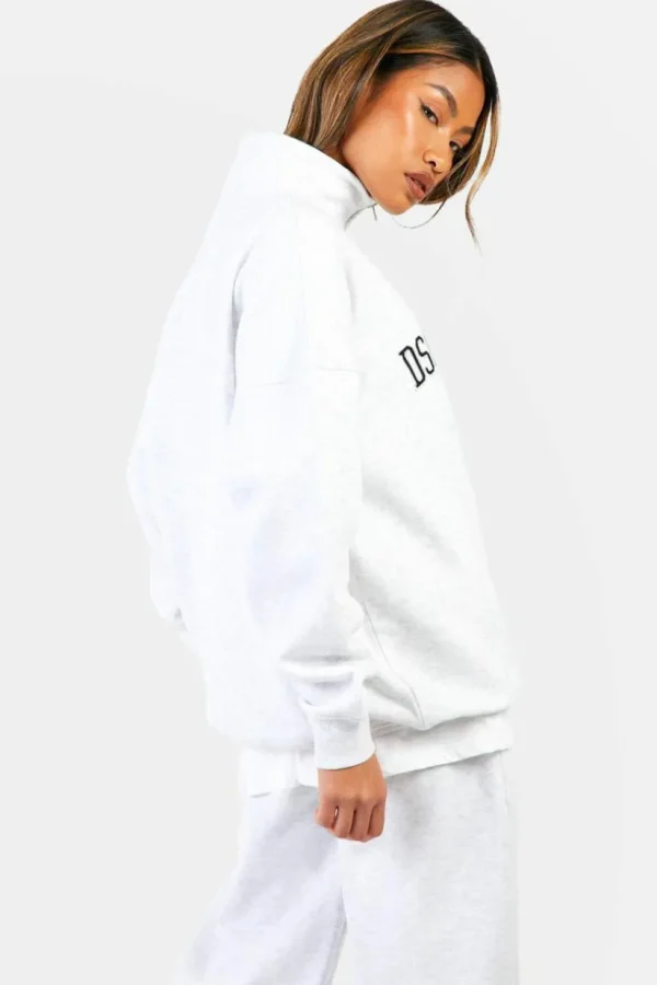 boohoo Dsgn Studio Applique Oversized Half Zip Sweatshirt | Women Shirts | Foundation