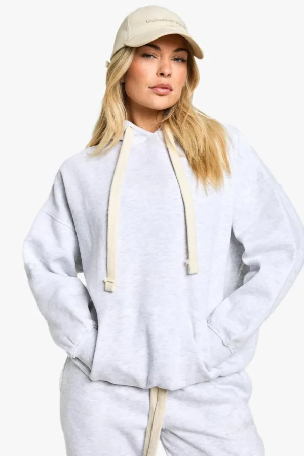 boohoo Dsgn Studio Embroidered Contrast Drawcord Oversized Hoodie | Women Shirts | Foundation