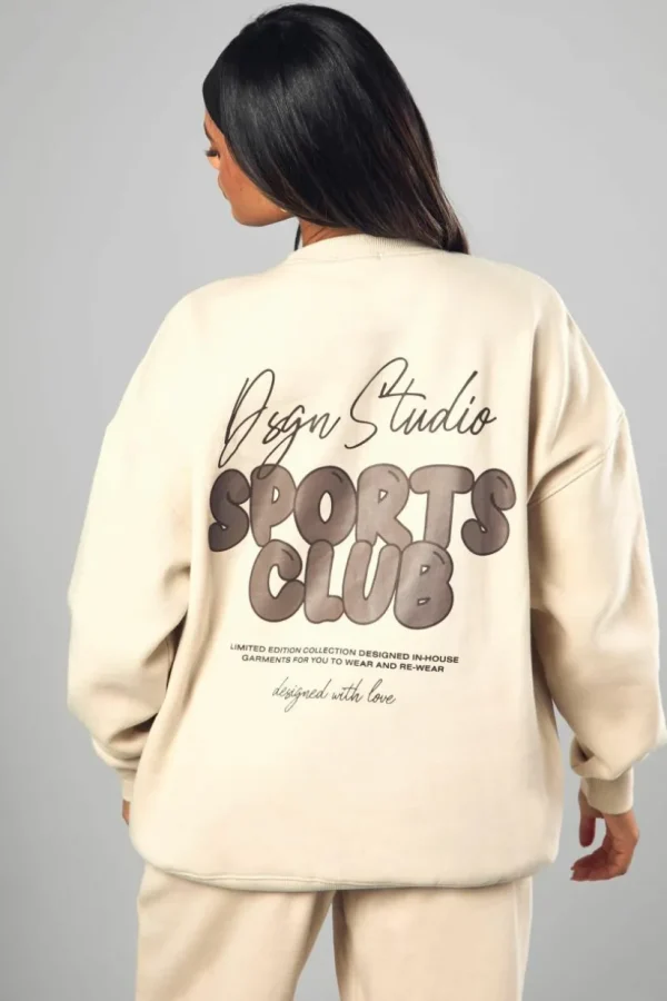 boohoo Dsgn Studio Sports Bubble Slogan Oversized Sweatshirt | Women Shirts | Foundation