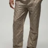 boohooMAN Elastic Waist Straight Woven Geo Trouser | Going Out | Trousers