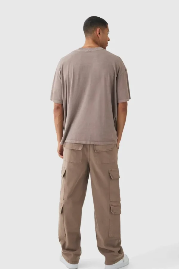 boohooMAN Elasticated Baggy Fit Multi Cargo Trousers | Trousers | Cargo Trousers