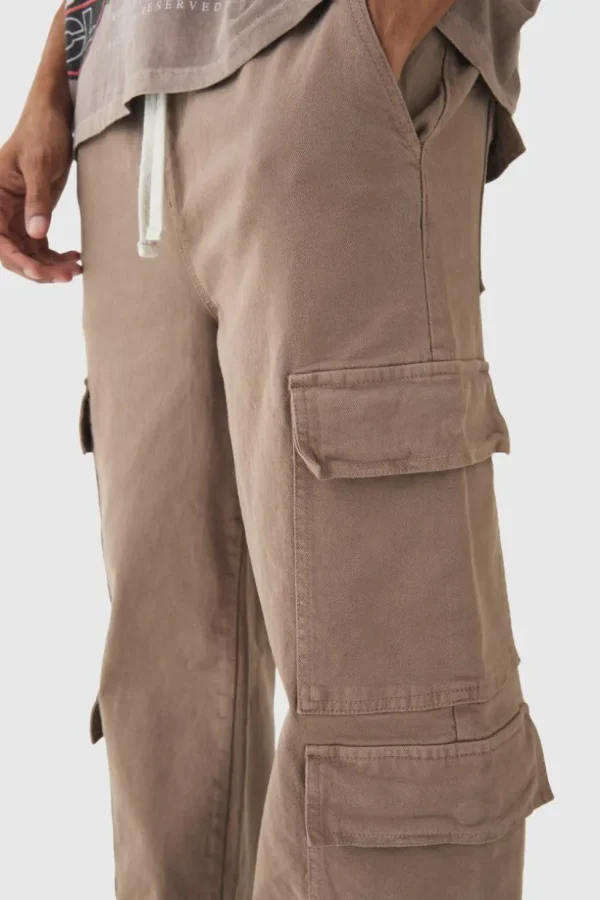 boohooMAN Elasticated Baggy Fit Multi Cargo Trousers | Trousers | Cargo Trousers