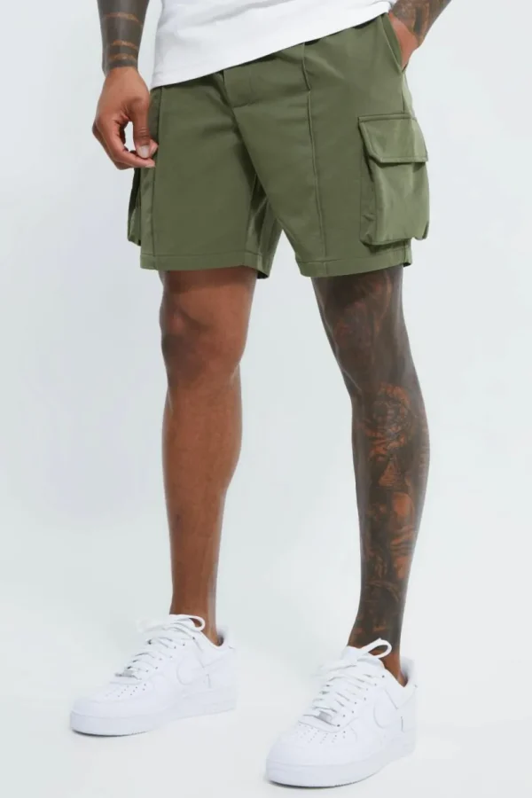 boohooMAN Elasticated Slim Cargo Short With Pintuck | Shorts