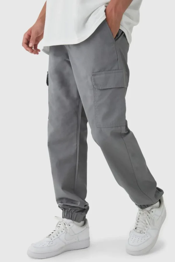 boohooMAN Elasticated Tapered Ripstop Cargo Trousers | Trousers | Cargo Trousers