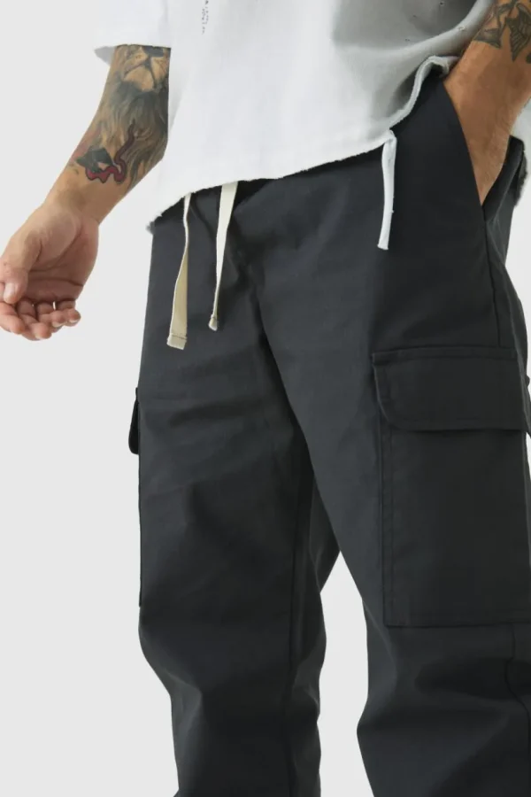 boohooMAN Elasticated Tapered Ripstop Cargo Trousers | Cargo Trousers