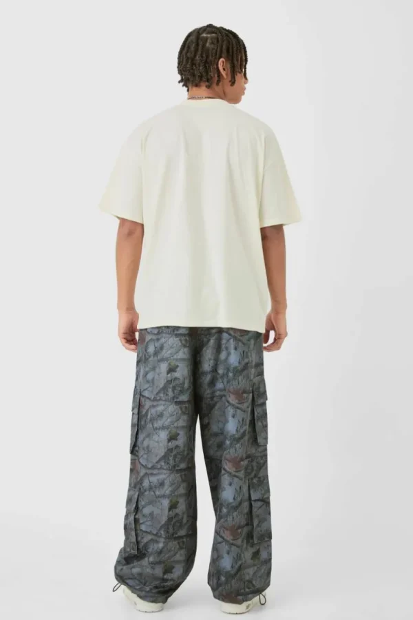 boohooMAN Elasticated Waist Camo Cargo Trousers | Trousers | Cargo Trousers