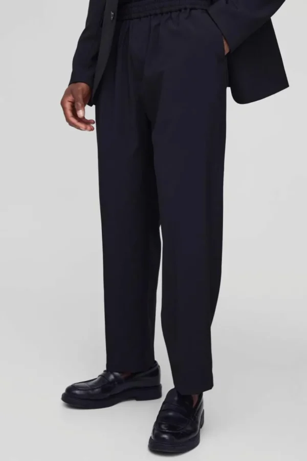 boohooMAN Elasticated Waist Cropped Skate Fit Tailored Trousers | Suits & Tailoring | Suits & Tailoring