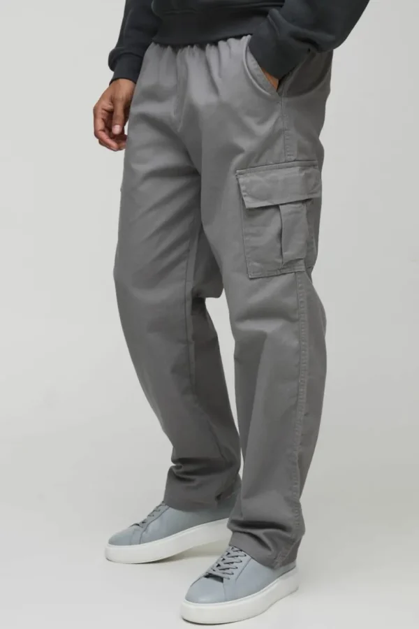 boohooMAN Elasticated Waist Cuffed Leg Cargo Trouser | Trousers | Cargo Trousers