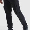 boohooMAN Elasticated Waist Multi Cargo Pocket Slim Fit Jogger | Trousers | Cargo Trousers