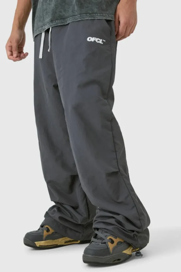 boohooMAN Elasticated Waist Oversized OFCL Parachute Pants | Trousers