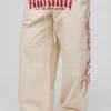 boohooMAN Elasticated Waist Parachute Acid Wash Ripstop Printed Trousers | Trousers