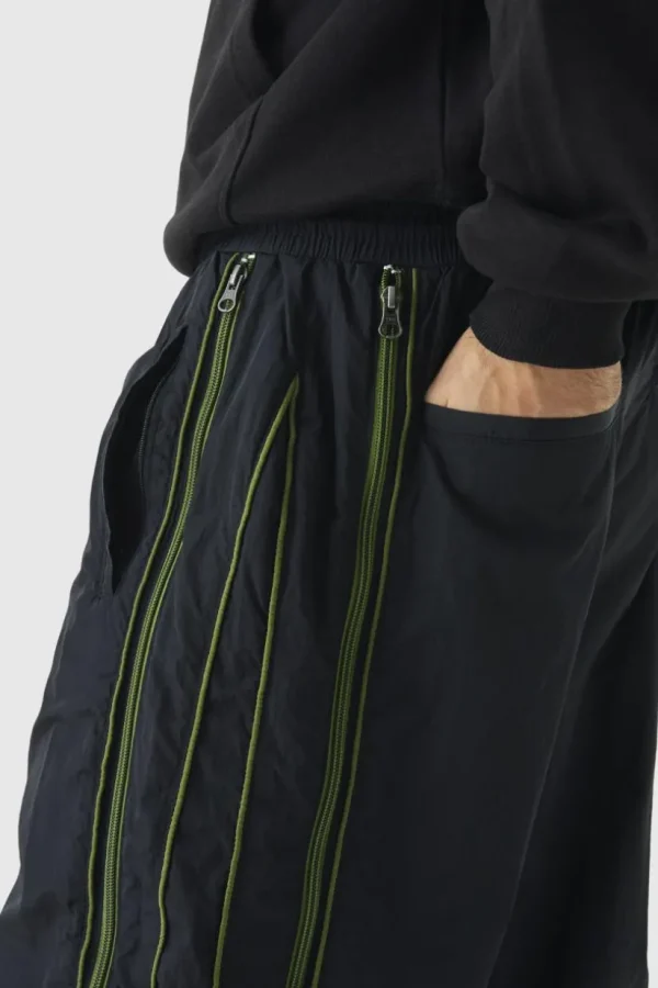 boohooMAN Elasticated Waist Parachute Front Piping Trousers | Trousers