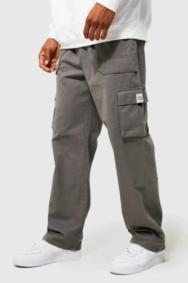 boohooMAN Elasticated Waist Relaxed Fit Buckle Cargo Trouser | Cargo Trousers | Trousers